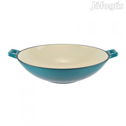 Zománcozott öntöttvas wok 37cm türkizkék