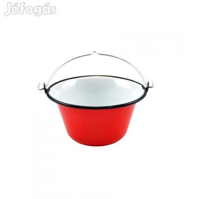 Zománcozott tálaló bogrács piros-fehér