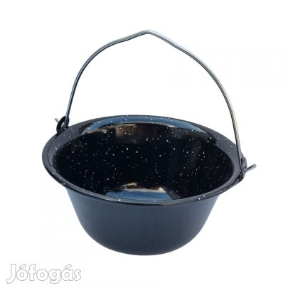 Zománcozott tálalóbogrács fekete, fehér pöttyökkel