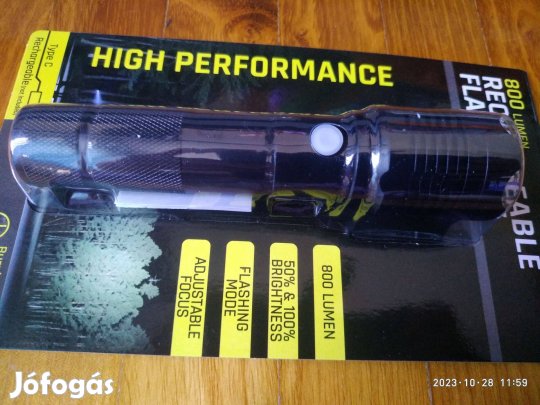 Zoomolható nagy fényerejű új 800 lumen lithium-ion akkus LED zseblámpa