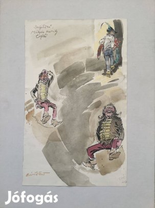 Zórád Ernő: Mátyás király tréfái illusztráció technika: papír, vegyes