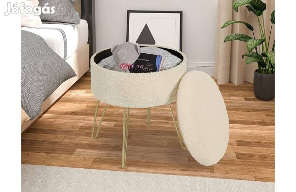Zsámoly tárolóhellyel, krém, Woltu, kerek univerzális , Új