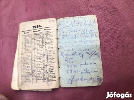 Zsebnaptár , notesz 934-ből 1000 Ft 