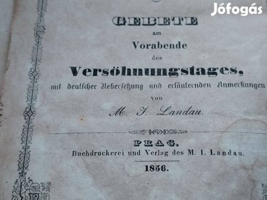 Zsidó Héber írású és Német gótbetüs írású 1856-os ritka könyv