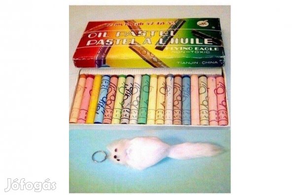 Zsírkréta készlet 18 db-os + Cicus kulcstartó Együtt Újak! Hibátlanok!