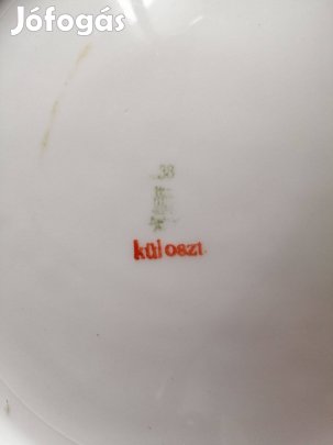 Zsolnai egyedi jelzés porcelán tányér virágminta különleges