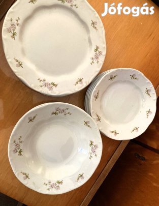 Zsolnay Barackvirag mintas tanyerkeszlet 6-os (lapos, mely, kistanyer)