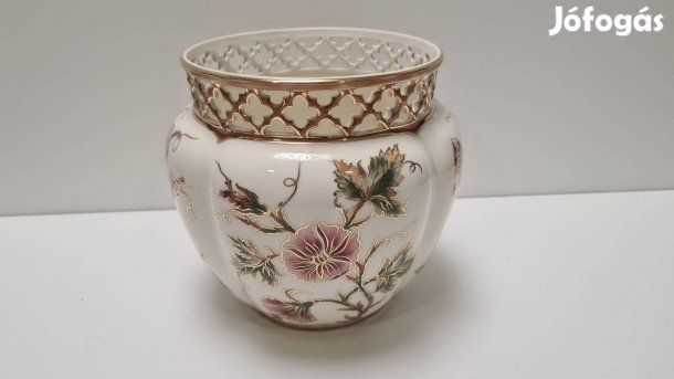 Zsolnay Lepke és Virágmintás Nagy kaspó #2077