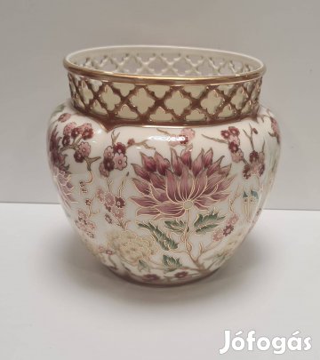 Zsolnay Lepke és Virágmintás Nagy kaspó #2315