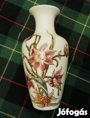 Zsolnay, kézzelfestett váza, orchidea dekorral 16 cm