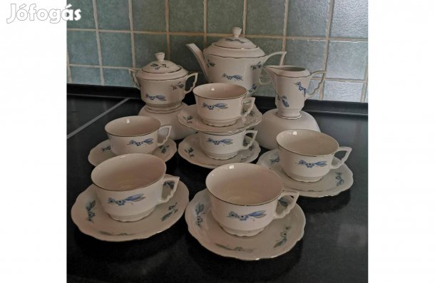 Zsolnay antik manófüles 6 személyes teáskészlet
