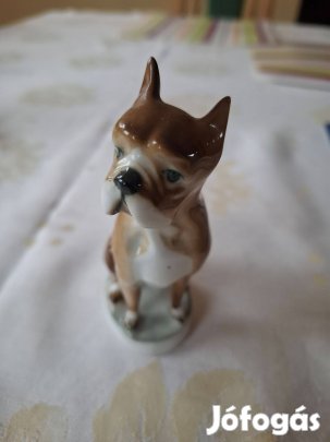 Zsolnay boxer kutya porcelán elaó