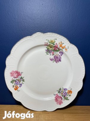 Zsolnay dúsvirágos, gyöngyös süteményes kínáló