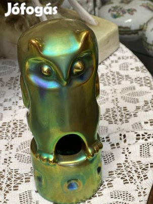 Zsolnay eozin mázas bagoly 