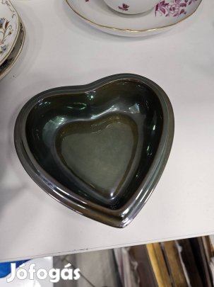 Zsolnay eozin nagy szív bonbonier 