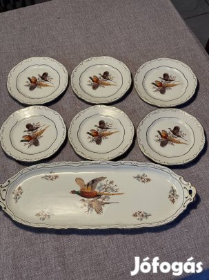Zsolnay fácán mintás süteményes készlet