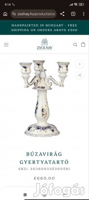 Zsolnay gyertyatartó