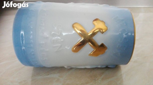 Zsolnay jelzett régi ritka Bányász korsó aranyozótt szép db