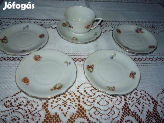 Zsolnay kávéscsésze, alátét kistányérok pótlásra
