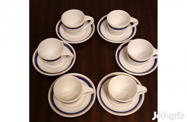 Zsolnay kék-arany szegélyes, 6 db-os kávés szett eladó