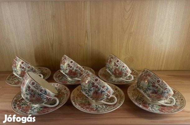 Zsolnay keleti mintás 6 db teáscsésze+alj
