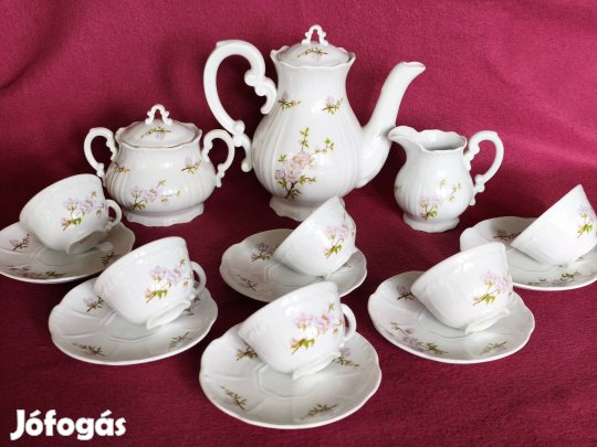 Zsolnay lila barackvirágos kávéskészlet