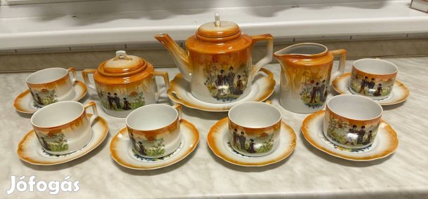 Zsolnay lüsztermázas teáskészlet (gésa jelentes)