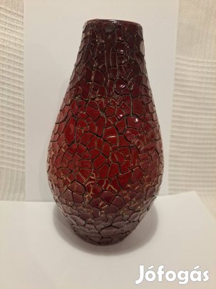 Zsolnay ökörvérmázas, repesztett váza