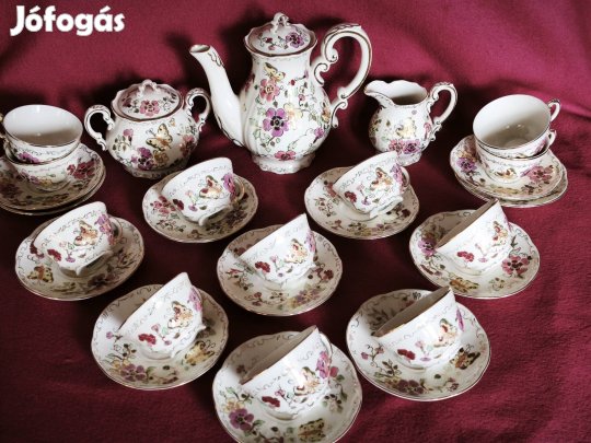 Zsolnay pillangós 12személyes kávéskészlet