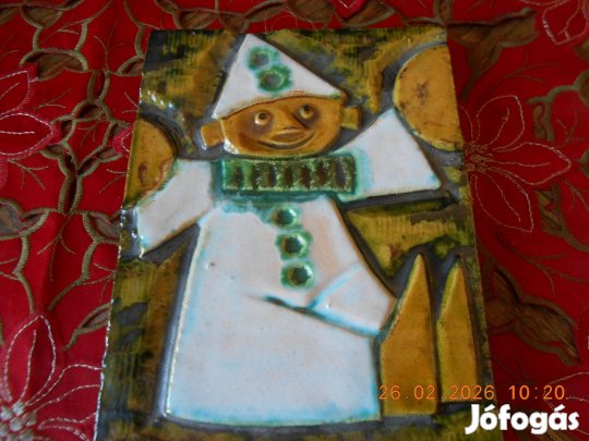 Zsolnay pirogránit bohócos falikép