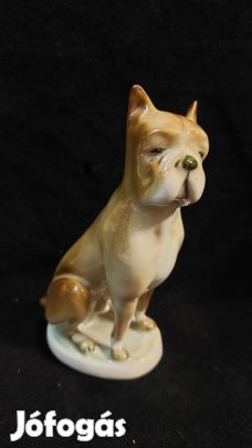 Zsolnay porcelán Boxer kutya figura, szobor