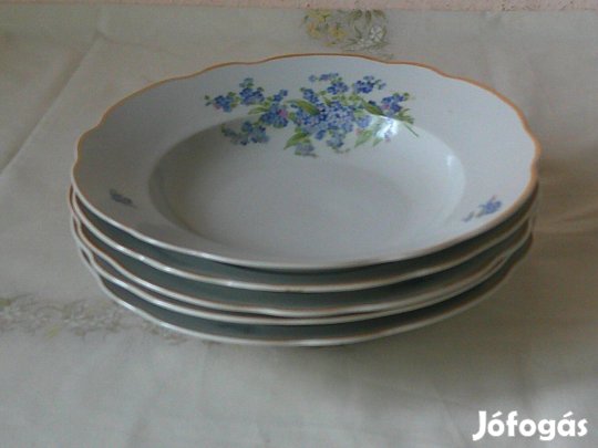 Zsolnay porcelán Nefelejcs mintás mélytányér ( 5 db. )