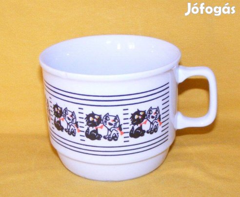 Zsolnay porcelán cicás bögre