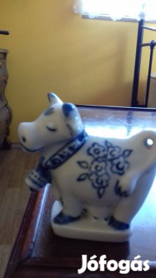 Zsolnay porcelán nipp figura art deco tehénke 9cm hibátlan