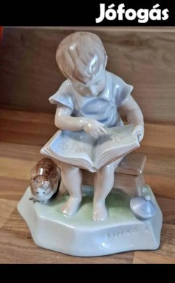 Zsolnay porcelán olvasó gyermekem