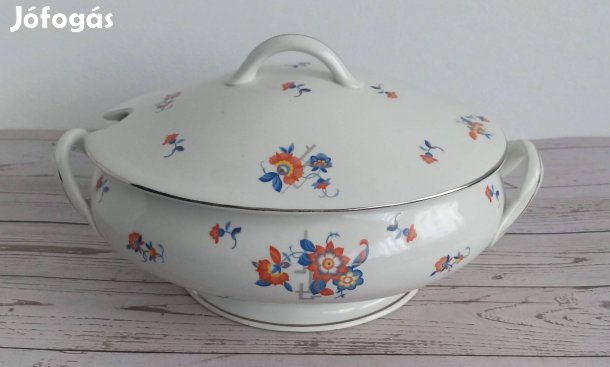 Zsolnay porcelán pajzspecsétes levesestál!