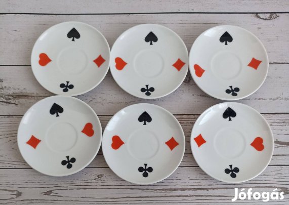 Zsolnay porcelán póker mintás kávés csésze alj (6db)!