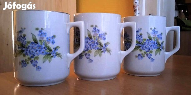 Zsolnay régi ikonikus kéknefelejcses bögrék, össz. 3 db