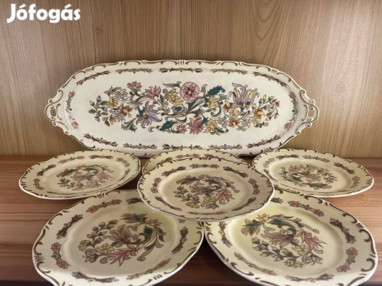 Zsolnay ritka dúsvirágos szendvicses/süteményes készlet
