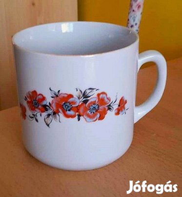 Zsolnay ritka régi pipacsos mintás porcelán bögre