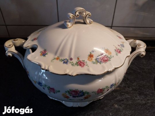 Zsolnay sorszámozott levesestál ritka mintával