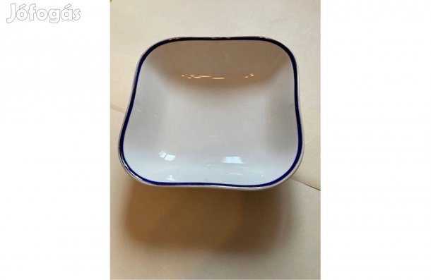 Zsolnay szögletes - kék szegélyes - tésztás tál (21 x 21 x 6 cm)