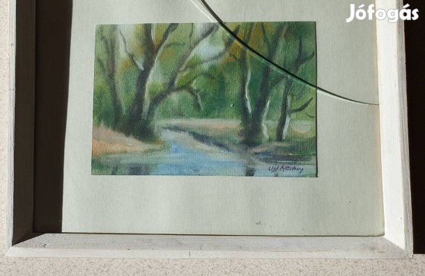 Zsűrizett Nagybányai vízfestmény ártéri tájkép