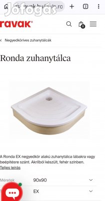 Zuhanytálca Ravak ronda ex burkolható