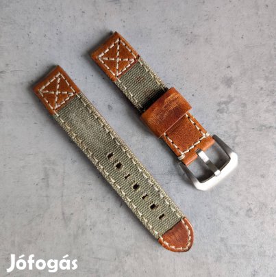 Zuludiver Bőr és Vászon óraszíj 20mm
