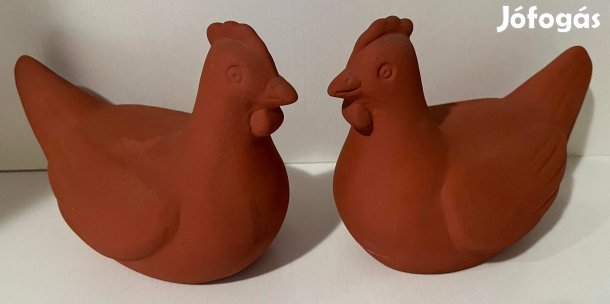 (2 db) Időjárásálló kerámia tyúk benti kinti kerti dísztárgy dekoráció