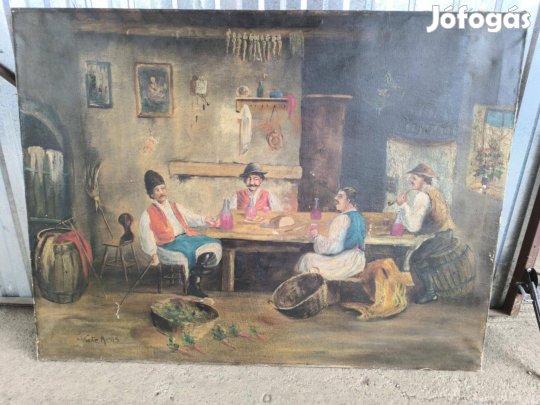 "4 betyár tivornyázik" - olaj festmény