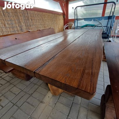  8-10 személyes pados garnitúrá / Kertibútor / Fa asztal