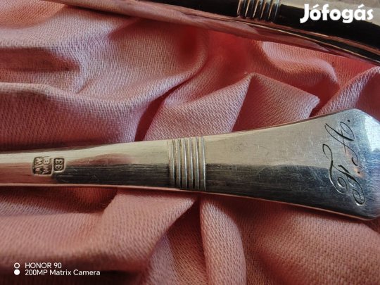 Antik bécsi ezüstözött gyermek étkészlet - AW Wien 33 - Eredeti doboz