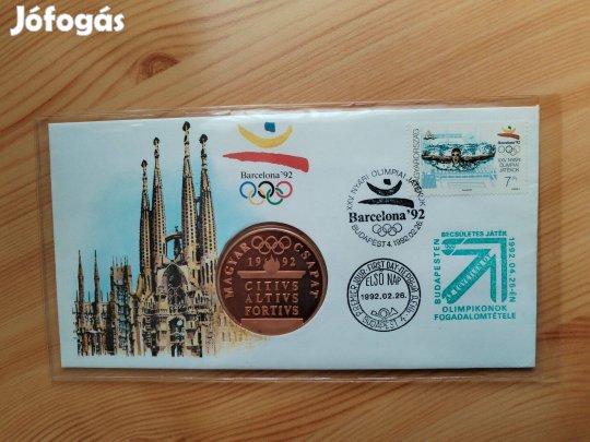 "Barcelonai Olimpia" 1992-es emlékérem FDC